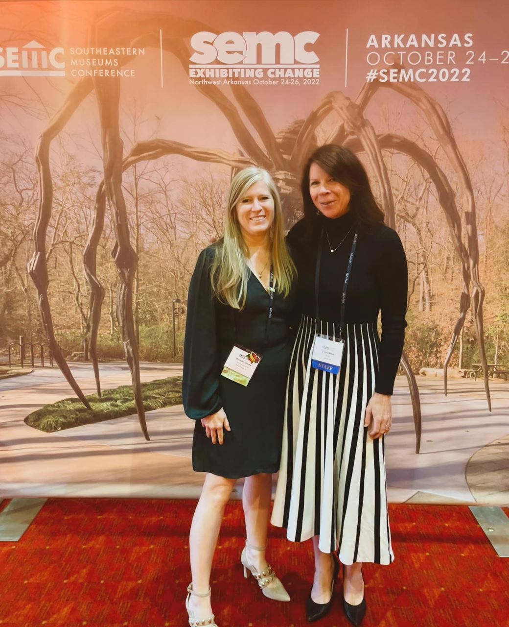 A picture of executive director Zinnia Willits (right) and a SEMC member at the 2022 annual conference in Arkansas